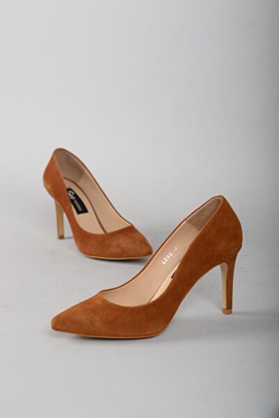 SEÇ KUNDURA 4292 Обувки от естествена кожа с висок ток 9 см, таба суед