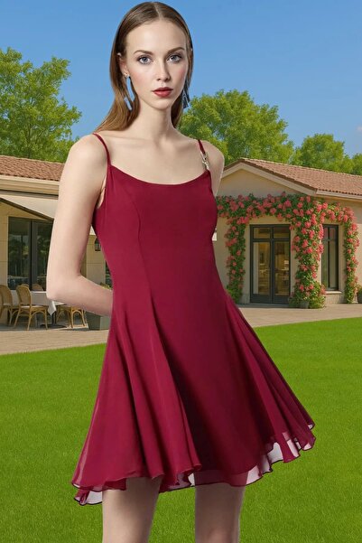 PayBuy فستان سهرة من الشيفون على شكل حرف A فستان سهرة صيفي قصير مبطن مختار بع...