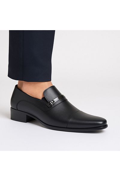 Growish Gr0329 Genuine Leather Buckle Embroidered Leather Sole Black Men's Classic Dad Shoes