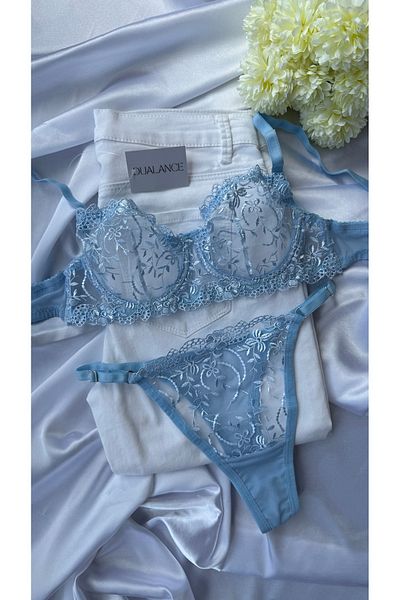 DUALANCE Set de sutien cu broderie fără cupă cu sârmă florală