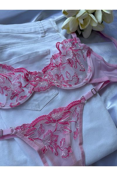 DUALANCE Set sutien cu model floral Jessia, fără căptușeală