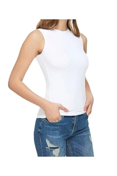B&S Giyim WHITE Elastane Crew Neck Passion Athlete/Badi T-Shirt 2201 - Zero Sleeve