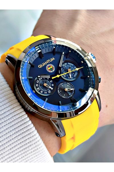 Quantum Functions Active Silicone Cord Steel Case Original Licensed Fenerbahçe Fan Men's Wristwatch
