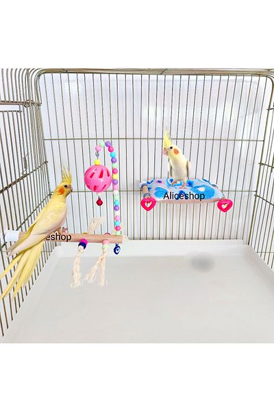 aliceshop Magnificent Set of 2 Bird Bed and Stress Drawstring Bell Bulk Perch