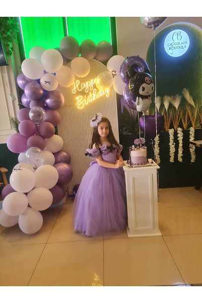 Star Kids Rochie de prințesă liliac pentru fete, costum de prințesă inspirat de Kuromi pentru petreceri tematice Kuromi