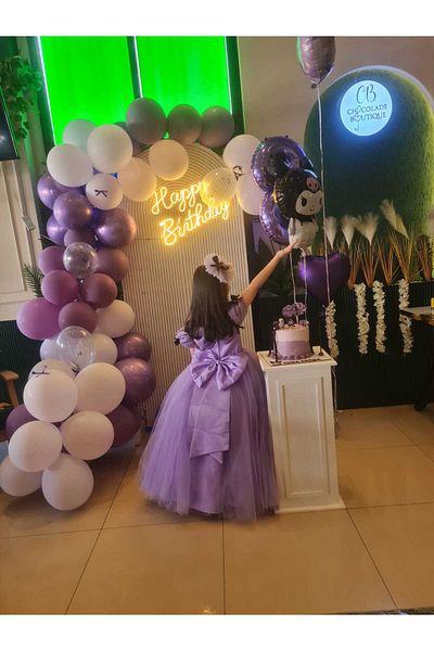 Star Kids Rochie de prințesă liliac pentru fete, costum de prințesă inspirat de Kuromi pentru petreceri tematice Kuromi