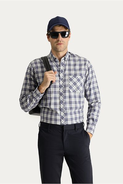 Kiğılı Plaid Patterned Cotton Lumberjack Shirt - Long Sleeve, Regular Fit