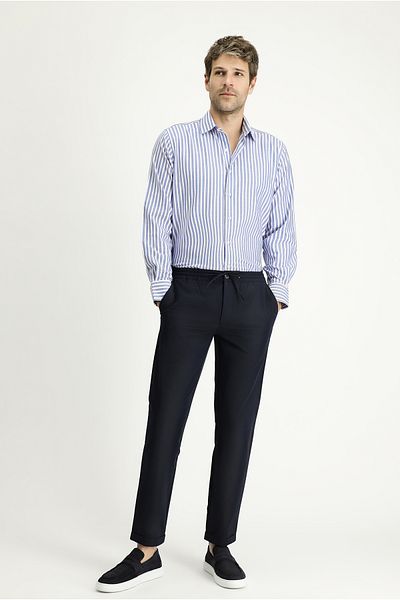 Abdullah Kiğılı Long Sleeve Classic Striped Cotton Shirt