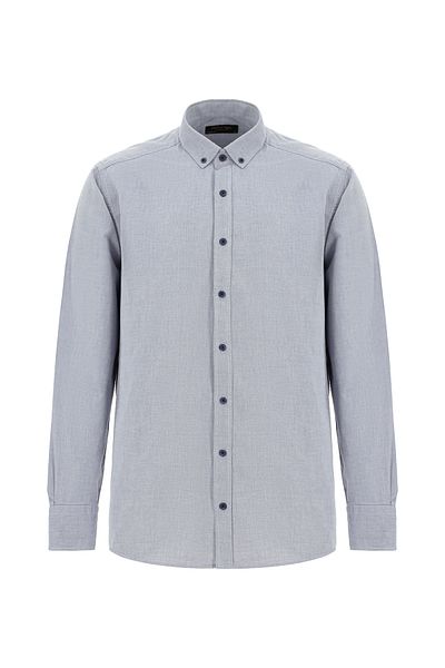 Abdullah Kiğılı Long Sleeve Regular Fit Cotton Button Lapel Oxford Shirt
