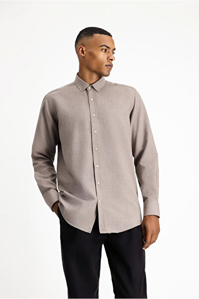 Kiğılı Дълъг ръкав, редовна кройка, спортна памучна риза, лесна за гладене