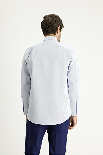 Kiğılı Uzun Kol Klasik Çizgili Pamuklu Kolay Ütülenebilir Gömlek