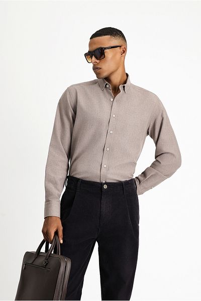 Kiğılı Long Sleeve Regular Fit Sports Cotton Easy-Iron Shirt