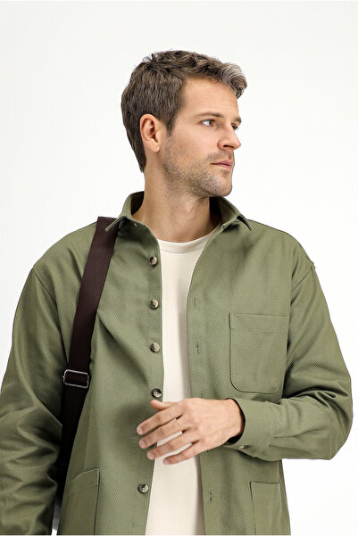 Kiğılı Cămașă / palton din bumbac cu mânecă lungă, cu modele supradimensionate