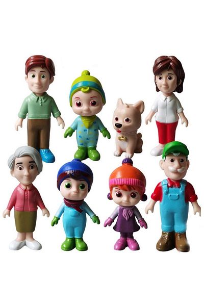 Cocomelon Set 8 Figurine CoComelon, Jhony Jhony, ABS, Mbong®, 3-6 cm