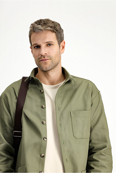 Kiğılı Cămașă / palton din bumbac cu mânecă lungă, cu modele supradimensionate