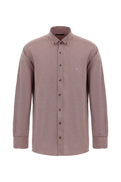 Abdullah Kiğılı Long Sleeve Regular Fit Cotton Button Lapel Oxford Shirt