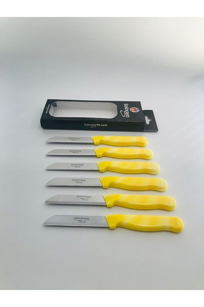 Solingen Serrated Fruit Vegetable Knife 6 Pieces Yellow Marble
