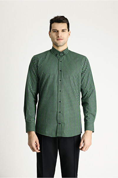 Kiğılı Μακρυμάνικο κανονική εφαρμογή Ξυλοκόπος καρό βαμβακερό πουκάμισο με κουμπιά γιακά