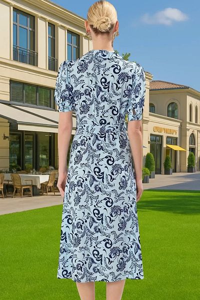 PayBuy Women Midi Length Shirt Dress Animal Pattern Viscose Fabric Casual Style Modern Style