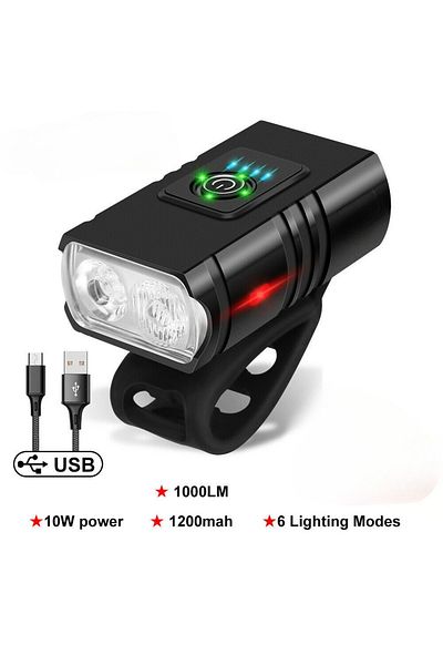 Choice 1pc Bicycle Light 2T6 LED Front USB Rechargeable Mountain Bicycle Lamp 1000LM Bike Headlight Flashli