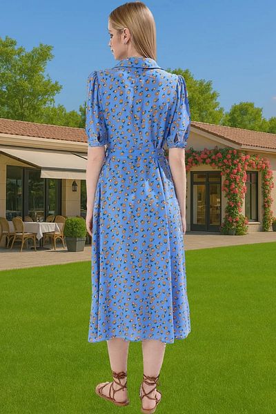 PayBuy Women Midi Length Shirt Dress Animal Pattern Viscose Fabric Casual Style Modern Style