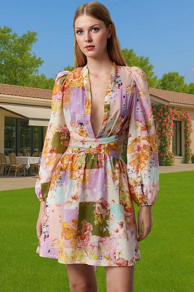 PayBuy Summer Ethnic Print Mini V Neck Cotton Beach Dress Carefully Selected for Daily Wear