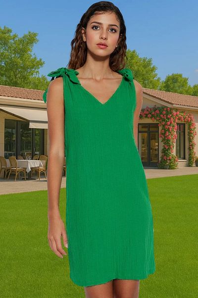 PayBuy Summer Mini Woven Tie-Up Dress Comfortable Fit Polyester Beach Premium Quality Perfect Fit