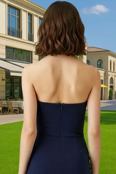 PayBuy Strapless Gathered Short Evening Dress Polyester Woven Summer Distinguished Material High Quality
