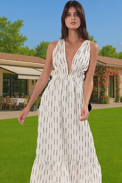 PayBuy Maxi Woven Striped Beach Dress Muslin Cotton Summer Comfortable Use Comfortable and Stylish Durable Material