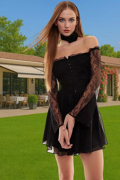 PayBuy Chiffon A-Line Ruched Long Sleeves Evening Dress Gown Homecoming Prom Long Lasting Long Lasting Modern Style