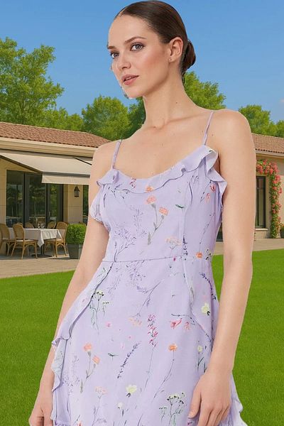 PayBuy A-Line Chiffon Dress Floral Print Mini Length Polyester Summer Distinguished Material Perfect Fit