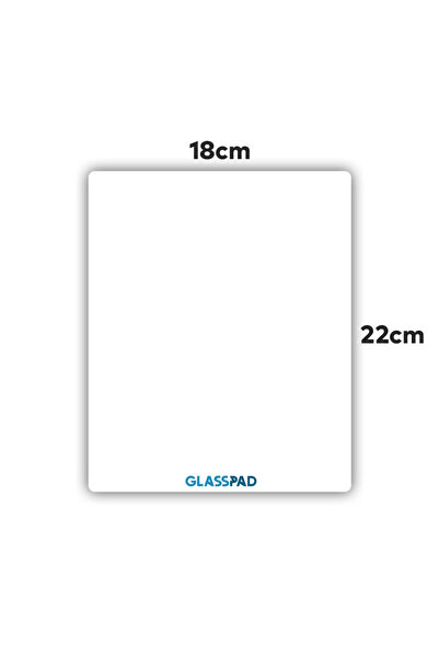 GlassPad Cam Mouse Pad - Beyaz - Premium Temperli Cam - 18x22 Cm [S]