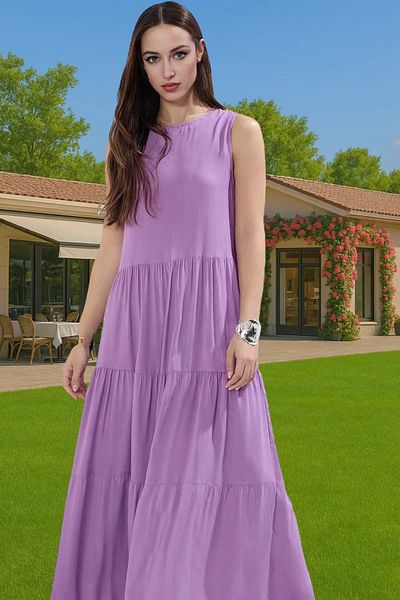 PayBuy Stylish Maxi Length Sleeveless Viscose Woven Dress Comfortable Casual Style Distinguished Material Stylish Appearance Special Design