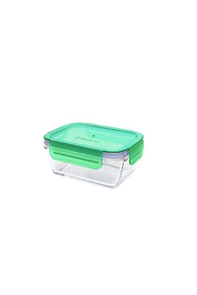 Paşabahçe Feyzade Lockie Look Lock Cover Rectangular Glass Storage Container Green 6 Pieces 530093 365Cc