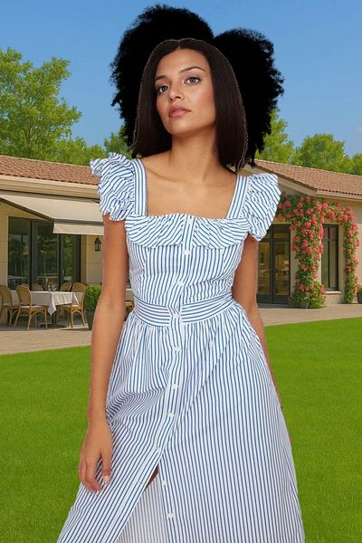 PayBuy Summer Striped Midi Shirt Dress Cotton Polyester Casual Style Comfortable Cut Stylish Look