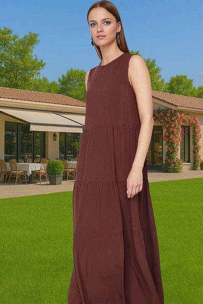 PayBuy Stylish Maxi Length Sleeveless Viscose Woven Dress Comfortable Casual Style Distinguished Material Stylish Appearance Special Design
