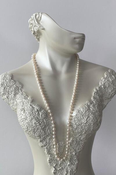 Birinci1926 925 Ayar Gümüş Düğümlü Doğal Tatlı Su Incisi Kadın Kolye