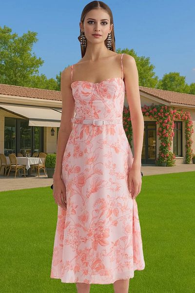 PayBuy Chiffon A-Line Floral Pattern Midi Evening Dress Durable Material Trend Design Premium Quality
