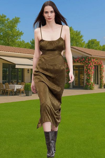 PayBuy Stylish Satin Evening Dress with Strap Midi Length Fitted Fit Stylish Appearance Distinguished Material Premium Quality