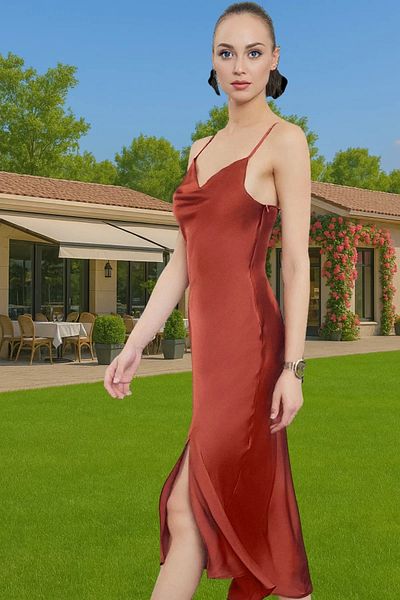 PayBuy Stylish Satin Midi Evening Dress Polyester Fabric Custom Design Long Lasting Professional Appearance