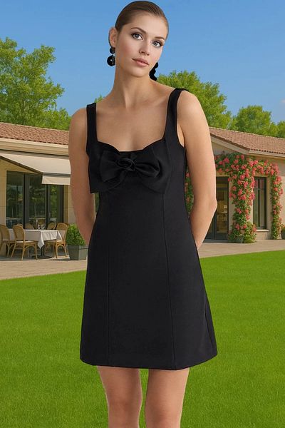 PayBuy A-Line Bow Detail Short Evening Dress Woven Summer Modern Style Carefully Selected Stylish Appearance