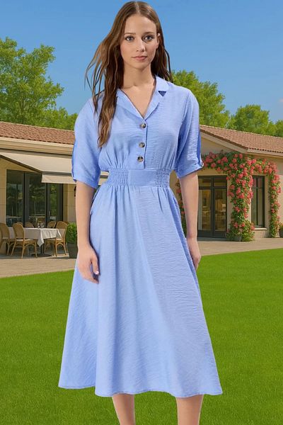 PayBuy Viscose Blend A-Line Midi Dress Shirt Collar Casual Style Comfortable Use Carefully Selected