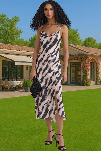 PayBuy Stylish Satin Midi Evening Dress Polyester Fabric Custom Design Long Lasting Professional Appearance