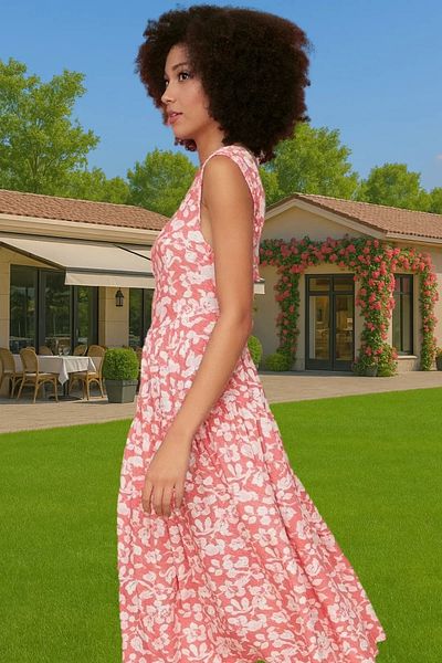 PayBuy Summer Floral Pattern Midi Skater Dress Viscose Fabric Casual High Quality Carefully Selected