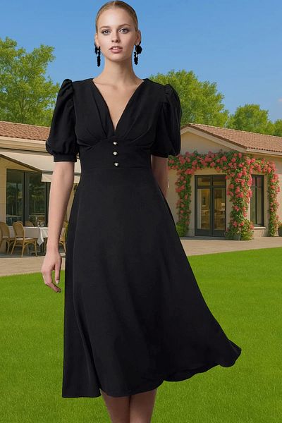 PayBuy A-Line Midi Length Polyester Blend Evening Dress Comfortable Cutout Carefully Selected Professional Look