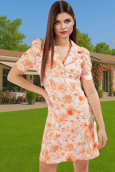 PayBuy Floral A-Line Mini Dress Polyester Blend Summer Zarifane Design Comfortable Use Special Design