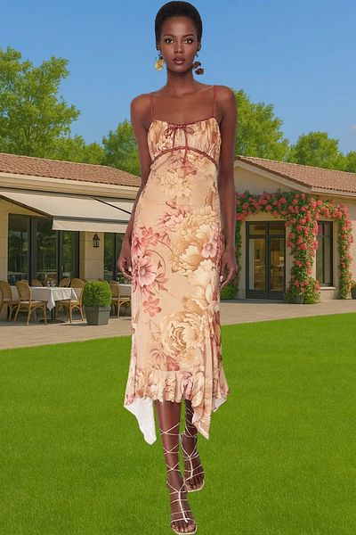 PayBuy A-Line Floral Patterned Midi Tulle Dress Summer Casual Stylish Premium Quality Zarifane Design