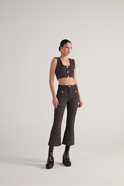 HOLLY LOLLY Твідова тканина Crop Tweed Бюстгальтер Чорний