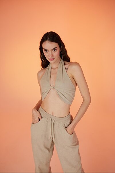 HOLLY LOLLY Koton Fabric H Αξεσουάρ Rise Μπλούζα Μπεζ