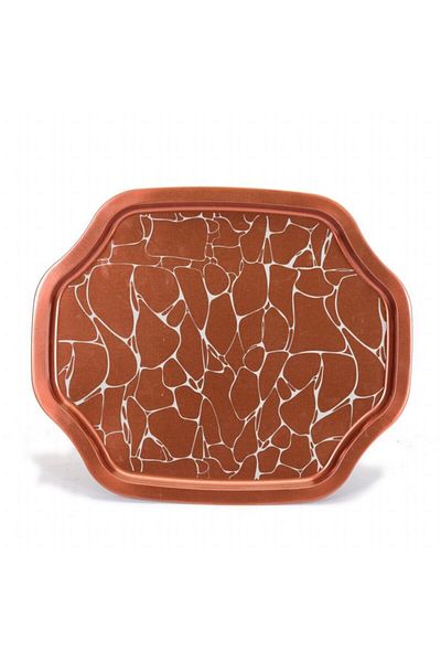 EVLE Ef166-b4 Water Brown Patterned Special Shape Tray 28x33 Cm